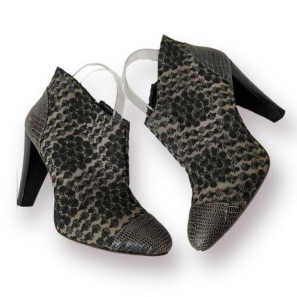 Anthropologie Tibi Italian Leather Ankle Heels Boots Brown Nude 9 Embroidered - Picture 6 of 16